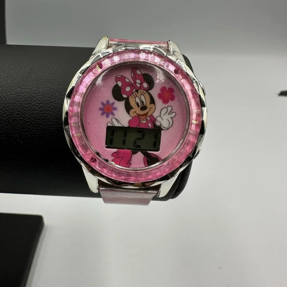 3/$30 Minnie Mouse Watch Girls Digital Pink Floral Band Disney Character
